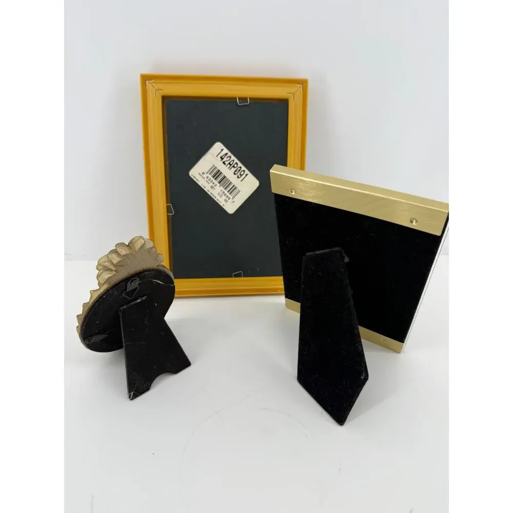 Gold Picture Frame Lot 3 Botanical Pineapple Floral Easel Wall Decor Eclectic